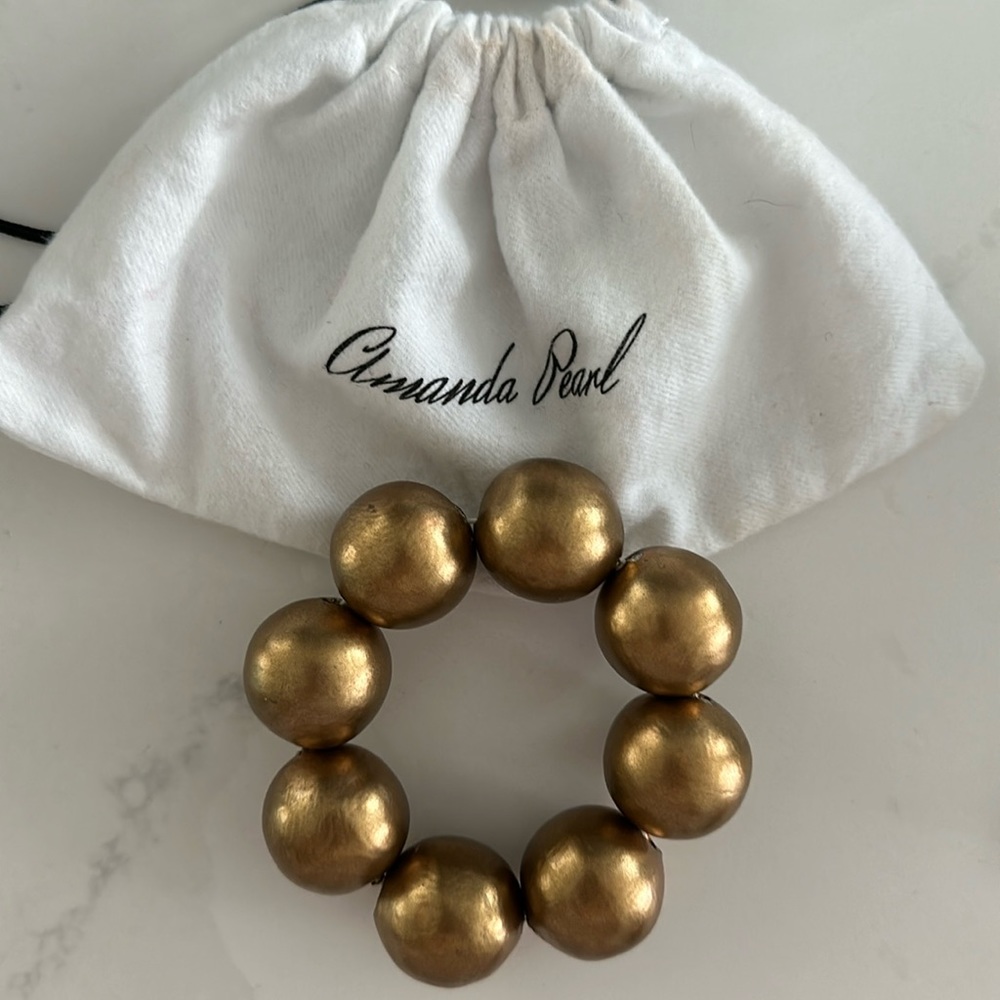 Matt gold wooden beaded bracelet by Amanda Pearl